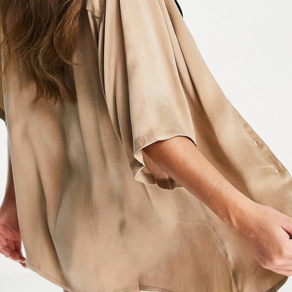 Zulu & Zephyr Exclusive beach satin shirt co-ord in chestnut - Picture 8 of 8